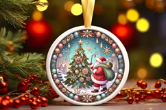 Round Christmas Ornament Sublimation|Clipart Product Image 2