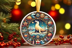 Round Christmas Ornament Sublimation|Clipart Product Image 2