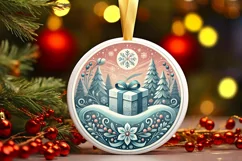 Round Christmas Ornament Sublimation|Clipart Product Image 2