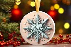 Snow Flake Christmas Round Cute Ornament Sublimation Product Image 2