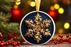 Snow Flake Christmas Round Cute Ornament Sublimation Product Image 2