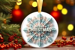 Snow Flake Christmas Round Cute Ornament Sublimation Product Image 1