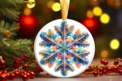 Snow Flake Christmas Round Cute Ornament Sublimation Product Image 2