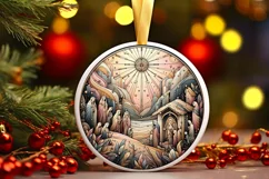 Round Christmas Ornament Sublimation|Clipart Product Image 1