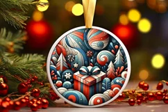 Round Christmas Ornament Sublimation|Clipart Product Image 1