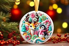 Round Christmas Ornament Sublimation|Clipart Product Image 2