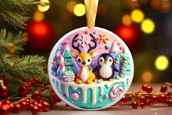 Round Christmas Ornament Sublimation|Clipart Product Image 2