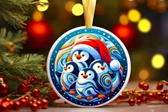 Round Christmas Ornament Sublimation|Clipart Product Image 1