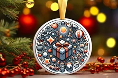 Round Christmas Ornament Sublimation|Clipart Product Image 1