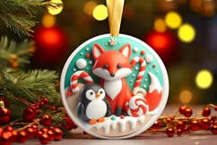 Round Christmas Ornament Sublimation|Clipart Product Image 2