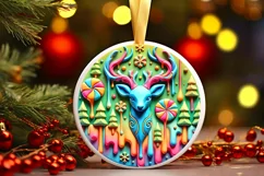 Round Christmas Ornament Sublimation|Clipart Product Image 2