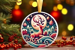 Round Christmas Ornament Sublimation|Clipart Product Image 1