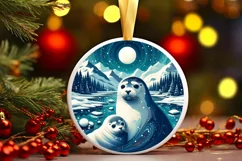 Round Christmas Ornament Sublimation|Clipart Product Image 1