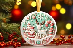 Round Christmas Ornament Sublimation|Clipart Product Image 2
