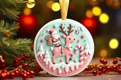 Round Christmas Ornament Sublimation|Clipart Product Image 2
