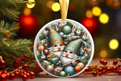 Round Christmas Ornament Sublimation|Clipart Product Image 1