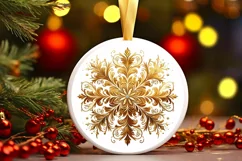 Snow Flake Christmas Round Cute Ornament Sublimation Product Image 2