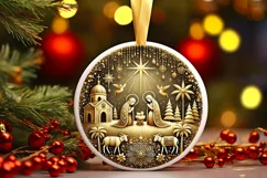 Round Christmas Ornament Sublimation|Clipart Product Image 2