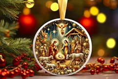Round Christmas Ornament Sublimation|Clipart Product Image 2