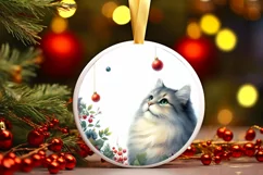 Christmas Cat Ornament Sublimation PNG Product Image 3