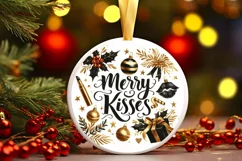 Kisses Christmas Round Ornament Sublimation Product Image 2