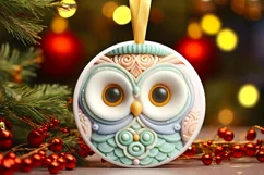 3D Marzipan Owl Christmas Sublimation PNG Product Image 3