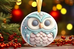 3D Marzipan Owl Christmas Sublimation PNG Product Image 3
