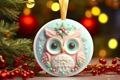 3D Marzipan Owl Christmas Sublimation PNG Product Image 3