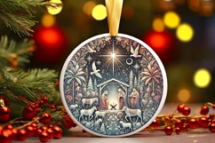 Round Christmas Ornament Sublimation|Clipart Product Image 1