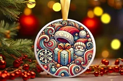 Round Christmas Ornament Sublimation|Clipart Product Image 1
