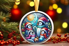 Round Christmas Ornament Sublimation|Clipart Product Image 2