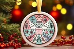 Round Christmas Ornament Sublimation|Clipart Product Image 2