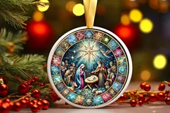 Round Christmas Ornament Sublimation|Clipart Product Image 2