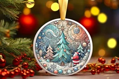 Round Christmas Ornament Sublimation|Clipart Product Image 1