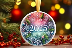 Round Christmas Ornament Sublimation|Clipart Product Image 1
