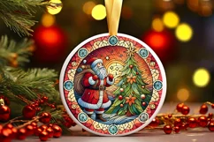 Round Christmas Ornament Sublimation|Clipart Product Image 2