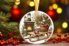 Round Christmas Ornament Sublimation|Clipart Product Image 2