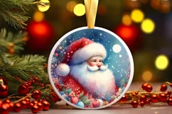 Colorful Santa Christmass Round Sticker Sublimation PNG Product Image 1