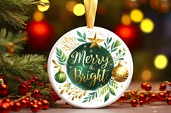 Merry and Bright Christmas Round Ornament Product Image 2