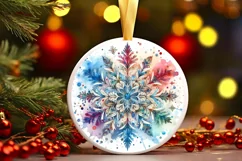 Snow Flake Christmas Round Cute Ornament Sublimation Product Image 2