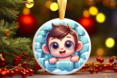 Round Christmas Ornament Sublimation|Clipart Product Image 1