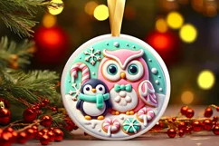 Round Christmas Ornament Sublimation|Clipart Product Image 2