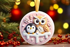Round Christmas Ornament Sublimation|Clipart Product Image 2