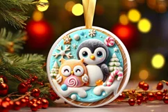 Round Christmas Ornament Sublimation|Clipart Product Image 2
