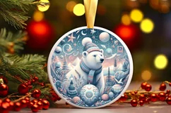 Round Christmas Ornament Sublimation|Clipart Product Image 1