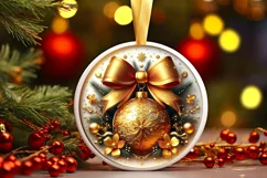 Round Christmas Ornament Sublimation|Clipart Product Image 1