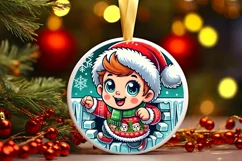 Round Christmas Ornament Sublimation|Clipart Product Image 2