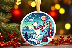 Round Christmas Ornament Sublimation|Clipart Product Image 2