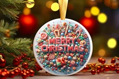Merry Christmas Round Cute Ornament Sublimation Product Image 2
