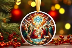 Round Christmas Ornament Sublimation|Clipart Product Image 1